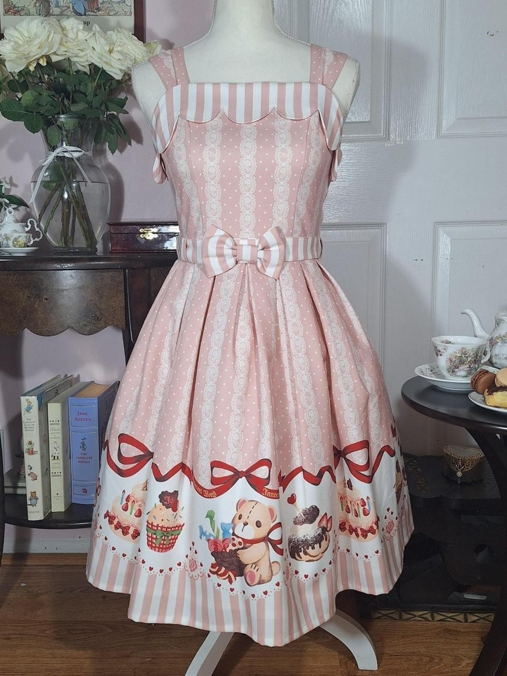 🎀 Innocent World Pink Stripe Storybook JSK | Classic Lolita Jumper Skirt 🍰✨I